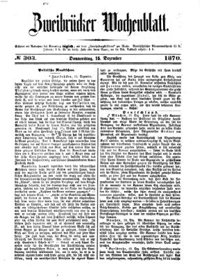 Zweibrücker Wochenblatt Donnerstag 15. Dezember 1870