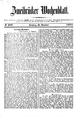 Zweibrücker Wochenblatt Dienstag 20. Dezember 1870