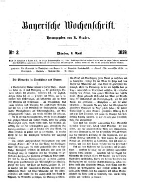 Bayerische Wochenschrift (Süddeutsche Zeitung) Samstag 9. April 1859