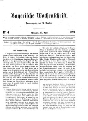 Bayerische Wochenschrift (Süddeutsche Zeitung) Samstag 23. April 1859