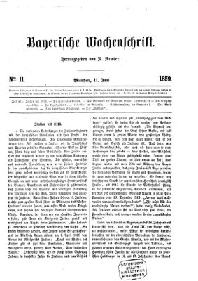 Bayerische Wochenschrift (Süddeutsche Zeitung) Samstag 11. Juni 1859