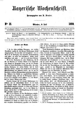 Bayerische Wochenschrift (Süddeutsche Zeitung) Samstag 9. Juli 1859