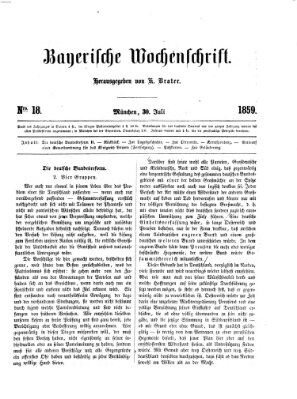 Bayerische Wochenschrift (Süddeutsche Zeitung) Samstag 30. Juli 1859