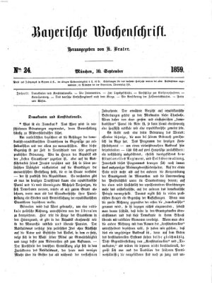 Bayerische Wochenschrift (Süddeutsche Zeitung) Samstag 10. September 1859