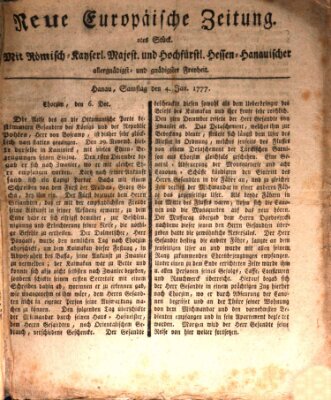 Neue europäische Zeitung Samstag 4. Januar 1777