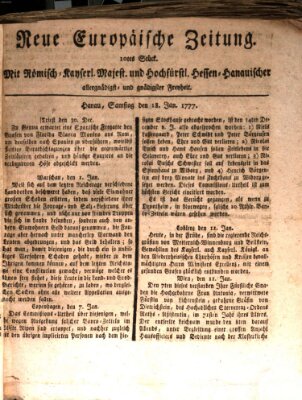 Neue europäische Zeitung Samstag 18. Januar 1777