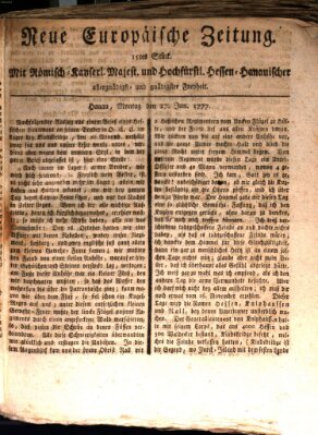 Neue europäische Zeitung Montag 27. Januar 1777