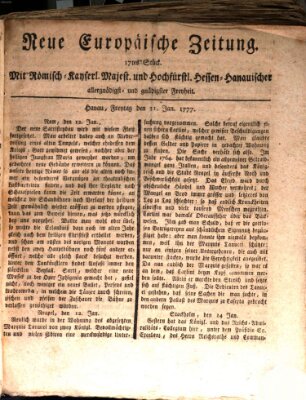 Neue europäische Zeitung Freitag 31. Januar 1777