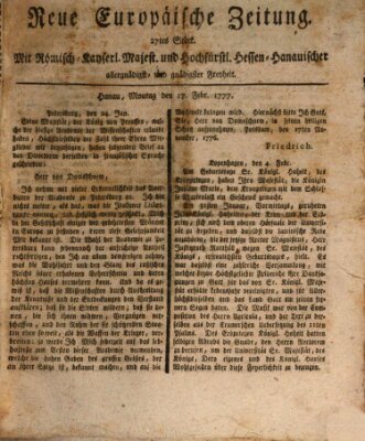 Neue europäische Zeitung Montag 17. Februar 1777