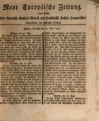 Neue europäische Zeitung Freitag 28. Februar 1777