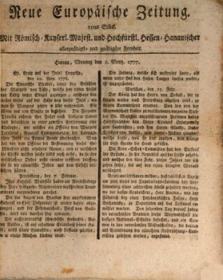 Neue europäische Zeitung Montag 3. März 1777