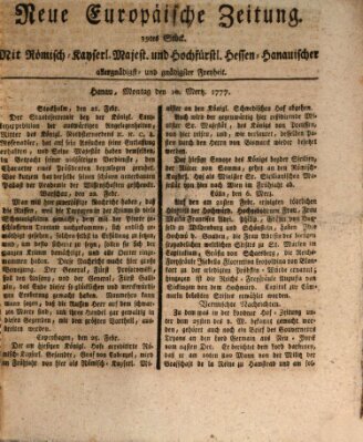 Neue europäische Zeitung Montag 10. März 1777