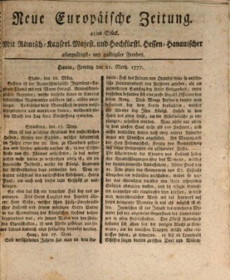 Neue europäische Zeitung Freitag 21. März 1777