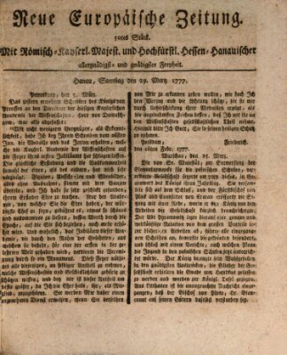 Neue europäische Zeitung Samstag 29. März 1777