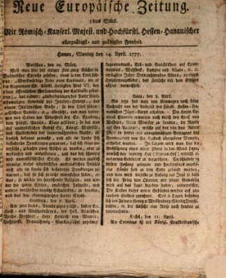 Neue europäische Zeitung Montag 14. April 1777