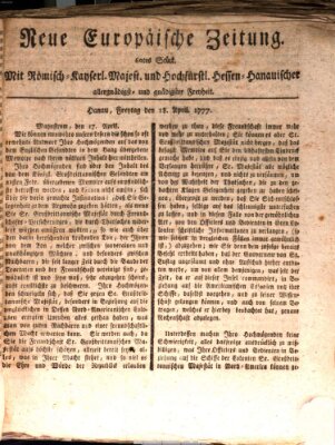 Neue europäische Zeitung Freitag 18. April 1777