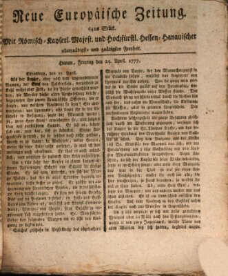 Neue europäische Zeitung Freitag 25. April 1777