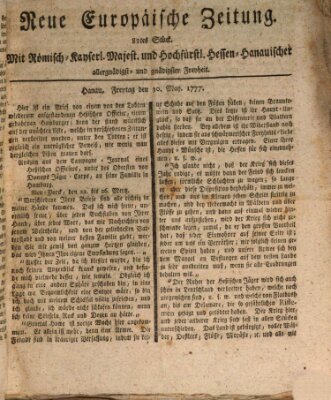 Neue europäische Zeitung Freitag 30. Mai 1777