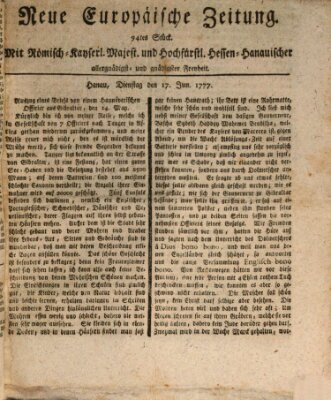 Neue europäische Zeitung Dienstag 17. Juni 1777