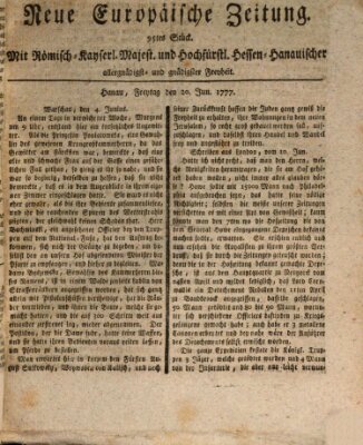 Neue europäische Zeitung Freitag 20. Juni 1777