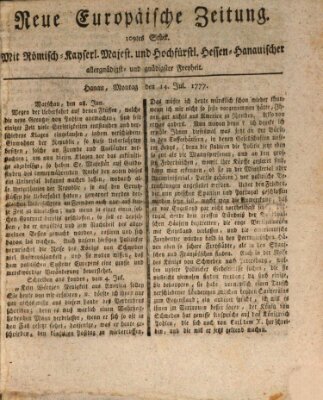 Neue europäische Zeitung Montag 14. Juli 1777