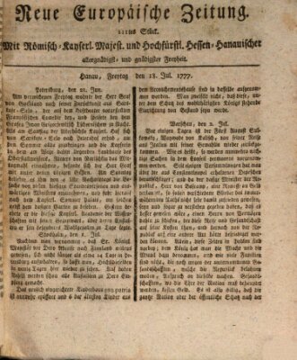 Neue europäische Zeitung Freitag 18. Juli 1777