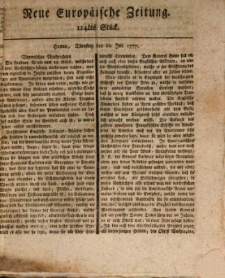 Neue europäische Zeitung Dienstag 22. Juli 1777