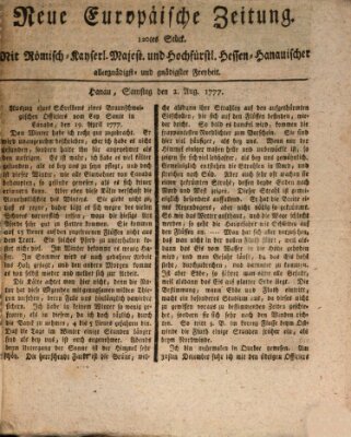 Neue europäische Zeitung Samstag 2. August 1777