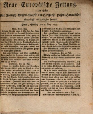 Neue europäische Zeitung Samstag 9. August 1777