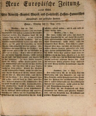 Neue europäische Zeitung Montag 11. August 1777