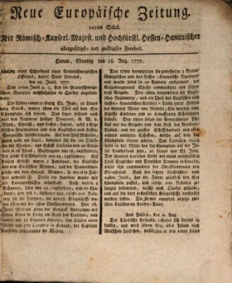 Neue europäische Zeitung Montag 18. August 1777