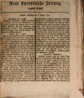 Neue europäische Zeitung Dienstag 2. September 1777