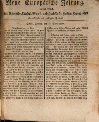 Neue europäische Zeitung Freitag 12. September 1777