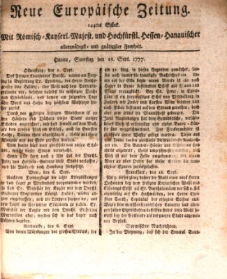 Neue europäische Zeitung Samstag 13. September 1777