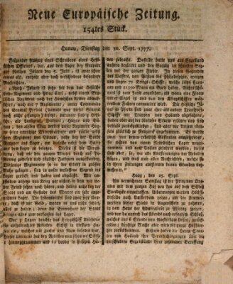 Neue europäische Zeitung Dienstag 30. September 1777