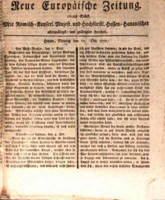 Neue europäische Zeitung Montag 13. Oktober 1777