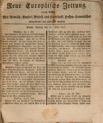 Neue europäische Zeitung Freitag 17. Oktober 1777