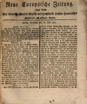 Neue europäische Zeitung Samstag 18. Oktober 1777