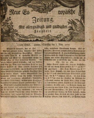 Neue europäische Zeitung Samstag 1. November 1777