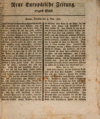 Neue europäische Zeitung Dienstag 4. November 1777