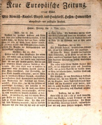 Neue europäische Zeitung Freitag 7. November 1777