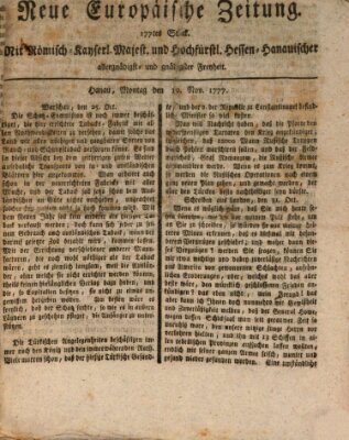 Neue europäische Zeitung Montag 10. November 1777