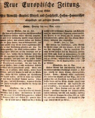 Neue europäische Zeitung Freitag 21. November 1777