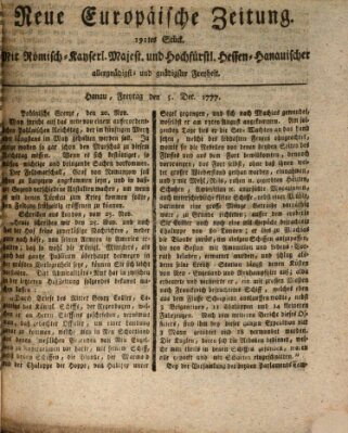 Neue europäische Zeitung Freitag 5. Dezember 1777