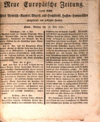 Neue europäische Zeitung Montag 15. Dezember 1777