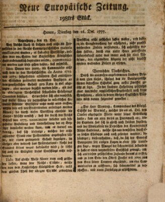 Neue europäische Zeitung Dienstag 16. Dezember 1777