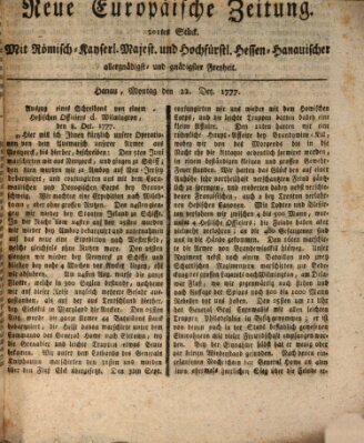 Neue europäische Zeitung Montag 22. Dezember 1777