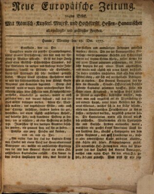 Neue europäische Zeitung Montag 29. Dezember 1777