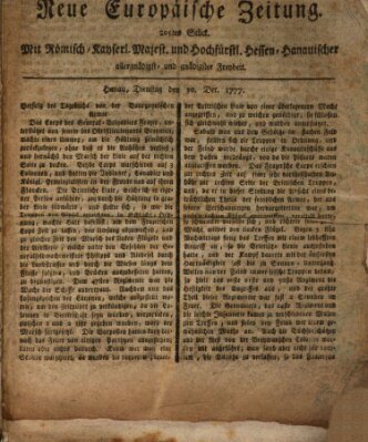 Neue europäische Zeitung Dienstag 30. Dezember 1777