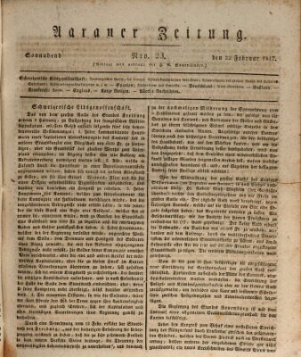 Aarauer Zeitung Samstag 22. Februar 1817